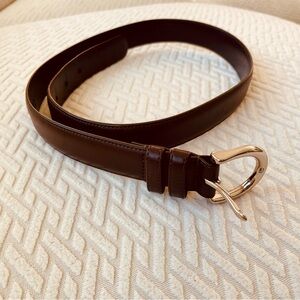 COACH Brown Leather Belt with Silver Buckle